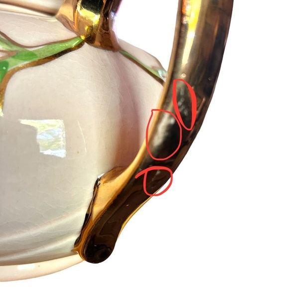 Hull Art Porcelain Magnolia and Gold Trim Teapot U.S.A. 1940's - Picture 13 of 13